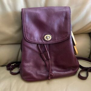 Coach Park Pebbled Leather Burgundy Backpack Vintage